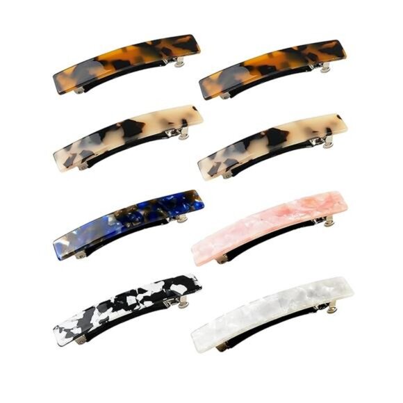 8 Pcs Hair Barrettes – 3 Inch Acetate Clips, No Slip, French Tortoise Shell - Picture 8 of 8